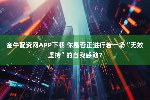 金牛配资网APP下载 你是否正进行着一场“无效坚持”的自我感动？